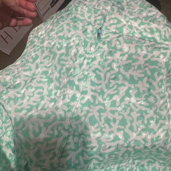 Vintage Maggy Boutique Skirt Set sz 12 Green White Satin 80s Pleated Tiered Midi - Picture 8 of 9